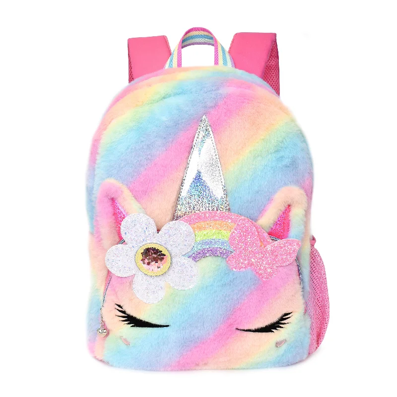 Stylish Bags For Fashion Bloggers Miss Gwen Unicorn Ombre Plush Large Backpack