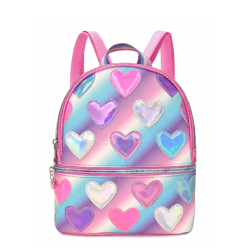 Luxury Bags Metallic Heart-Patched Ombre Mini Backpack