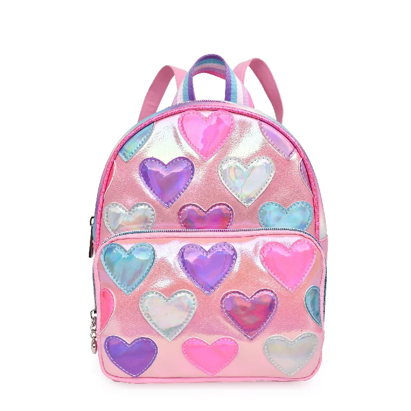Festival Bags For Concerts And Events Metallic Heart-Patched Mini Backpack