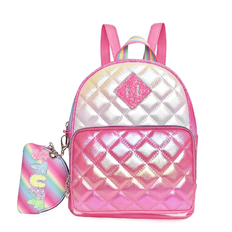 Affordable Bags For Budget Shoppers Metallic Quilted Mini Backpack with Stuff Coin Purse Affordable Bags For Budget Shoppers Metallic Quilted Mini Backpack with Stuff Coin Purse