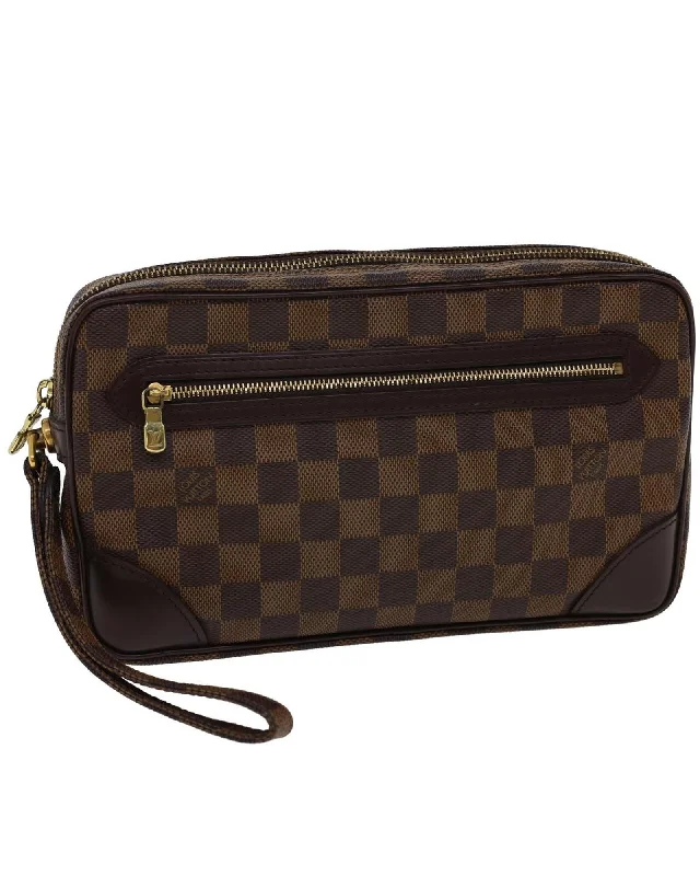 Everyday Bags For Work, School, Or Errands LOUIS VUITTON Damier Ebene Marly Dragonne GM Clutch Bag