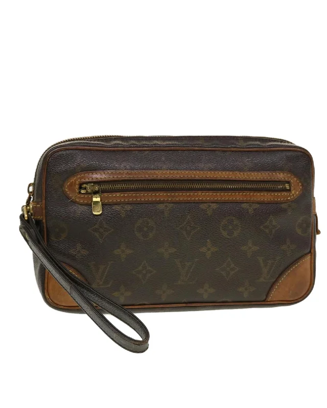 Seasonal Clearance Bags For Summer Monogram Canvas Clutch Bag with Dragonne Strap