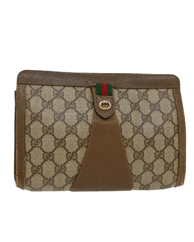 Lightweight And Affordable Bags GG Canvas Green Beige Clutch Bag