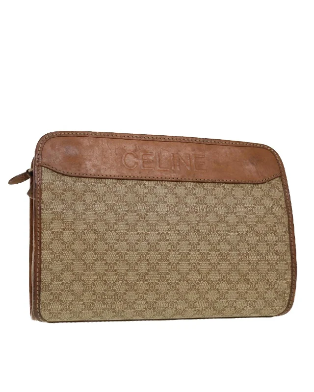 Glamorous Bags For Evening Events And Parties PVC Leather Macadam Canvas Clutch Bag - Beige