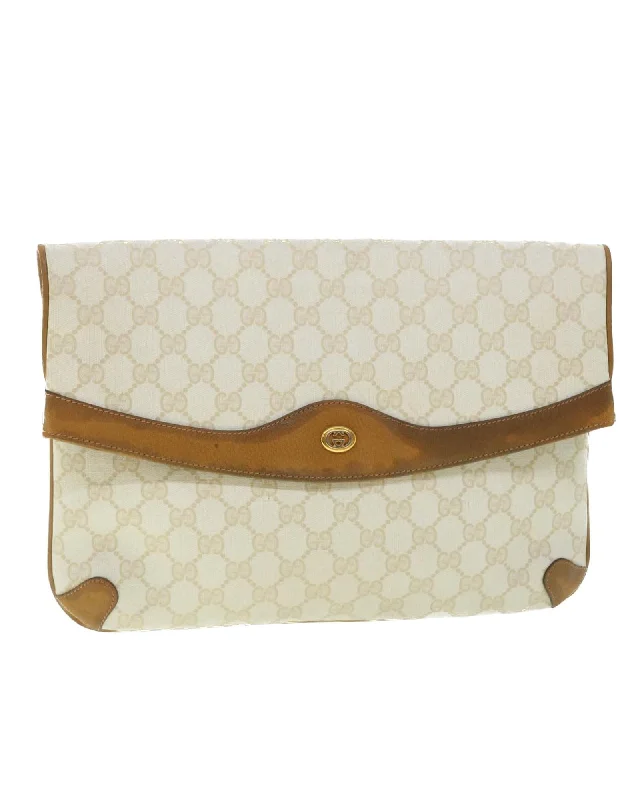 Compact Bags For Minimalist Travelers White GG Canvas Clutch Bag - Italian Made