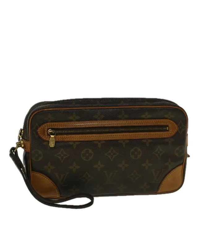 Stylish And Affordable Bags For Every Occasion Monogram Canvas Clutch Bag with Dragonne Detail Stylish And Affordable Bags For Every Occasion Monogram Canvas Clutch Bag with Dragonne Detail