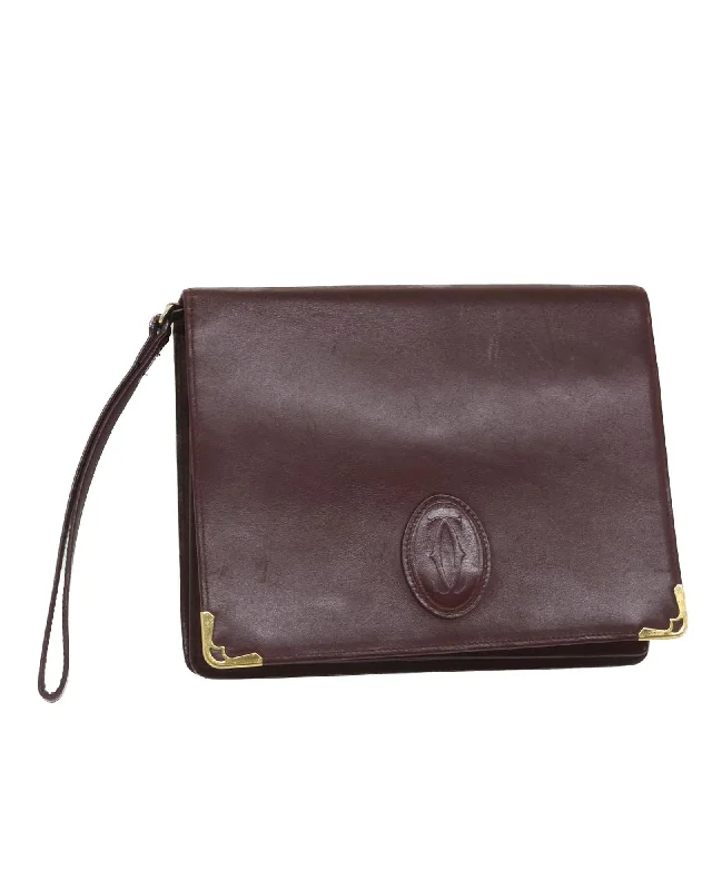 Professional Bags With Office Discounts Red Leather Clutch Bag - Cartier (Rank C)