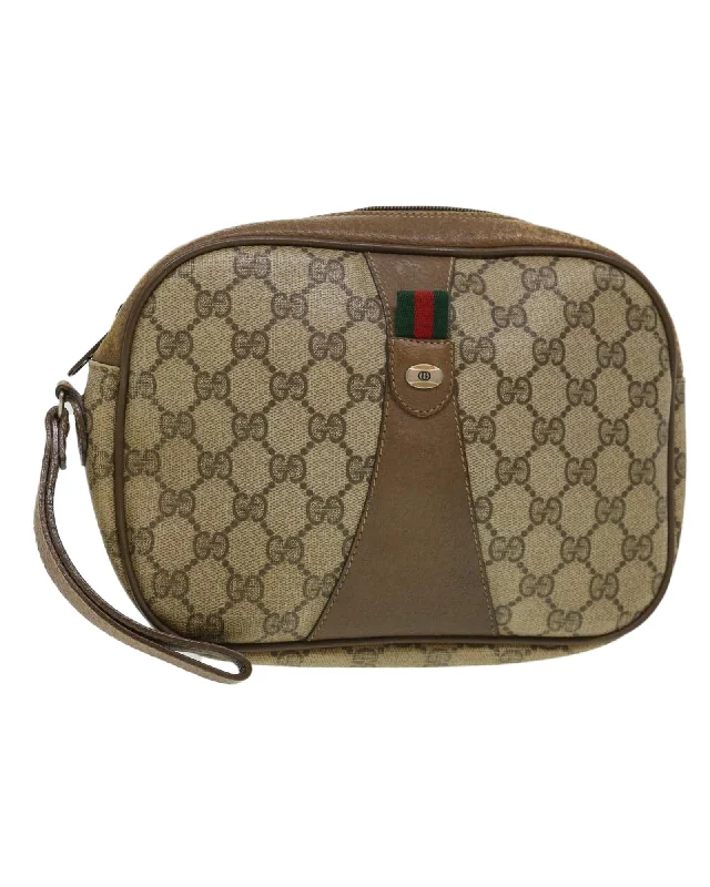 Festival Bags For Concerts And Events GG Canvas Web Sherry Line Clutch Bag