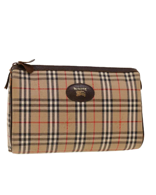 Luxury Bags On Sale Beige Nylon Clutch Bag with Nova Check Design