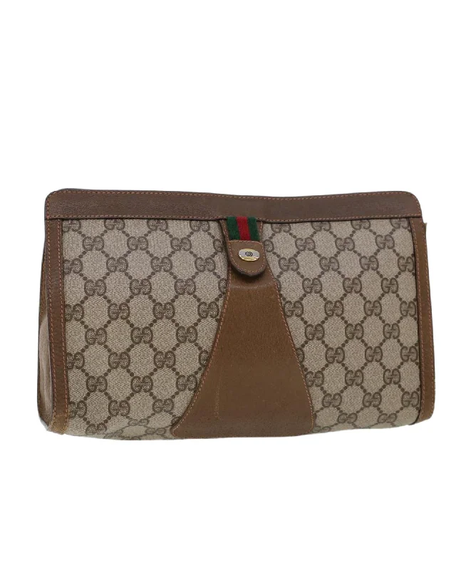 Odor-Resistant And Budget Bags GG Canvas Web Sherry Line Clutch Bag