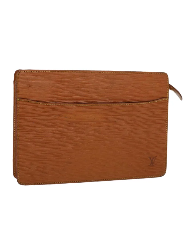 Trendy Bags For Teenage Girls Brown Epi Leather Clutch Bag