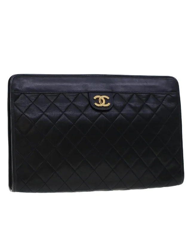 Bags For Playful And Chic Styles Black Lamb Skin Clutch Bag