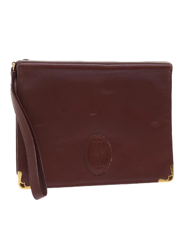 Affordable Handbags Leather Wine Red Clutch Bag - C Rank