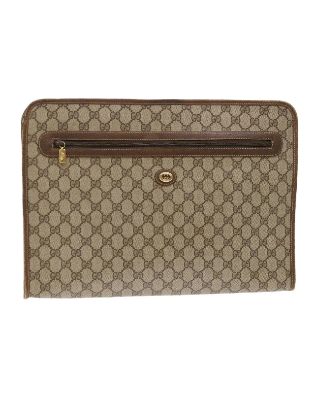 Stylish Bags For Fashion Bloggers With Promotions GG Canvas Clutch Bag PVC Leather Beige