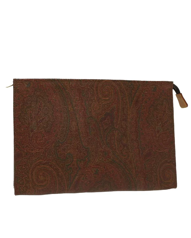 Bags For Urban And Trendy Looks Brown PVC Leather Etro Clutch Bag
