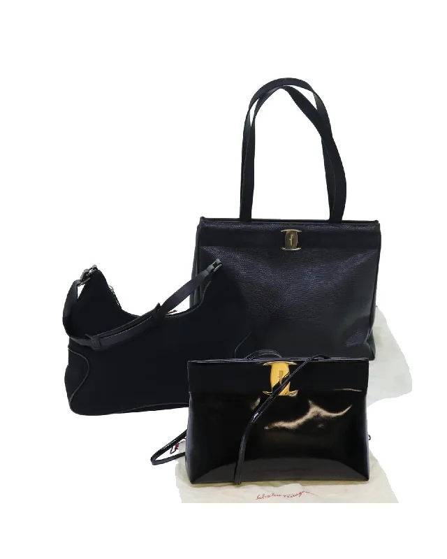 Tsa-Approved Bags For Hassle-Free Airport Security Black Leather Shoulder Bag Set of 3 by Salvatore Ferragamo Tsa-Approved Bags For Hassle-Free Airport Security Black Leather Shoulder Bag Set of 3 by Salvatore Ferragamo