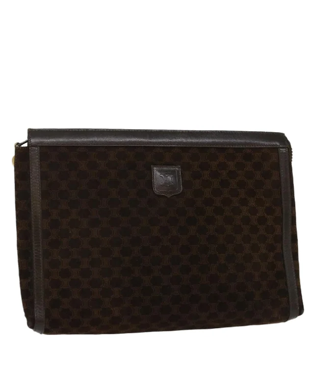 Elegant Bags For Formal Events And Luxury Occasions Brown Leather Macadam Canvas Clutch Bag Elegant Bags For Formal Events And Luxury Occasions Brown Leather Macadam Canvas Clutch Bag