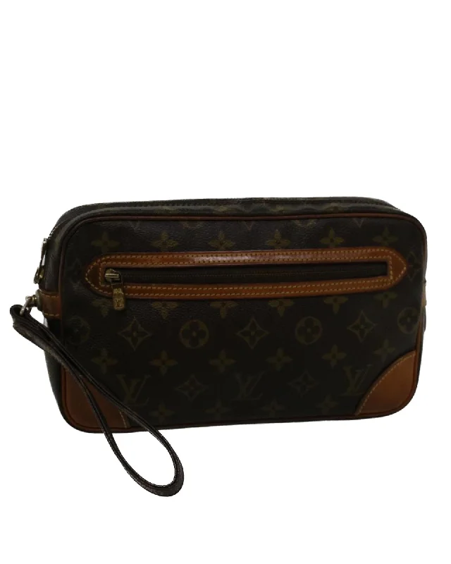 Festival Bags For Concerts And Events Monogram Canvas Clutch Bag with Dragonne Strap Festival Bags For Concerts And Events Monogram Canvas Clutch Bag with Dragonne Strap