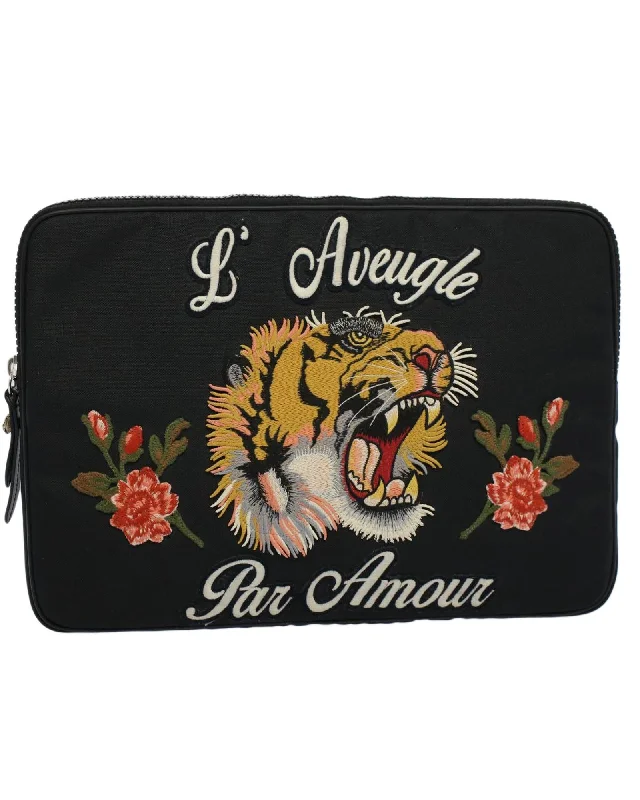 Inspired Bags For High-End Fashion Black Canvas Clutch Bag - Italian Made