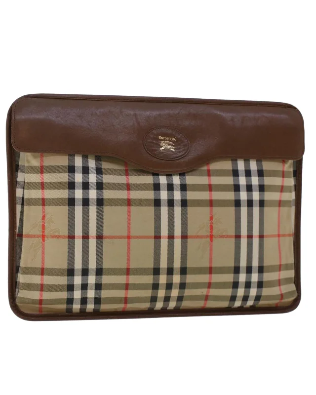 Black Friday Deals On Stylish Handbags Beige Nylon Leather Clutch Bag with Nova Check Pattern