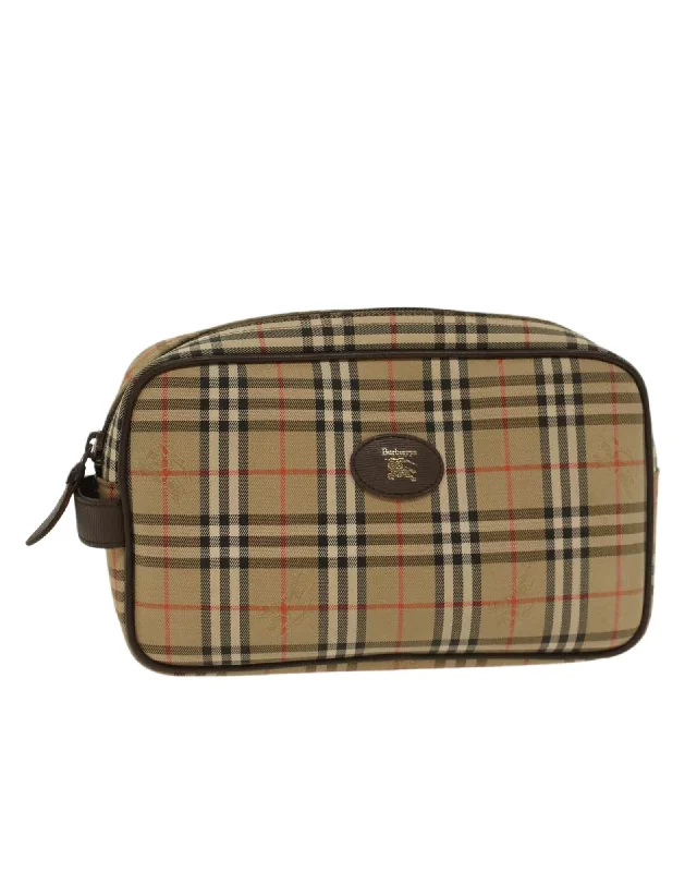 Festive Holiday Gift Bags Beige Nylon Clutch Bag with Nova Check Pattern