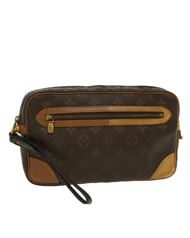 Bags For Minimalist And Functional Design Monogram Canvas Clutch Bag with Dragonne Strap