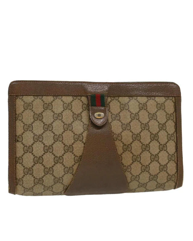 Bags For College Students On A Budget GG Canvas Web Clutch Bag with Red Accents