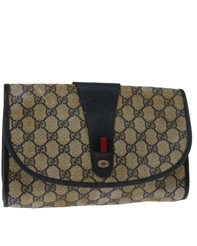 Valentine's Day Navy and Red GG Supreme Clutch Bag with PVC Leather and GG Canvas Material Valentine's Day Navy and Red GG Supreme Clutch Bag with PVC Leather and GG Canvas Material
