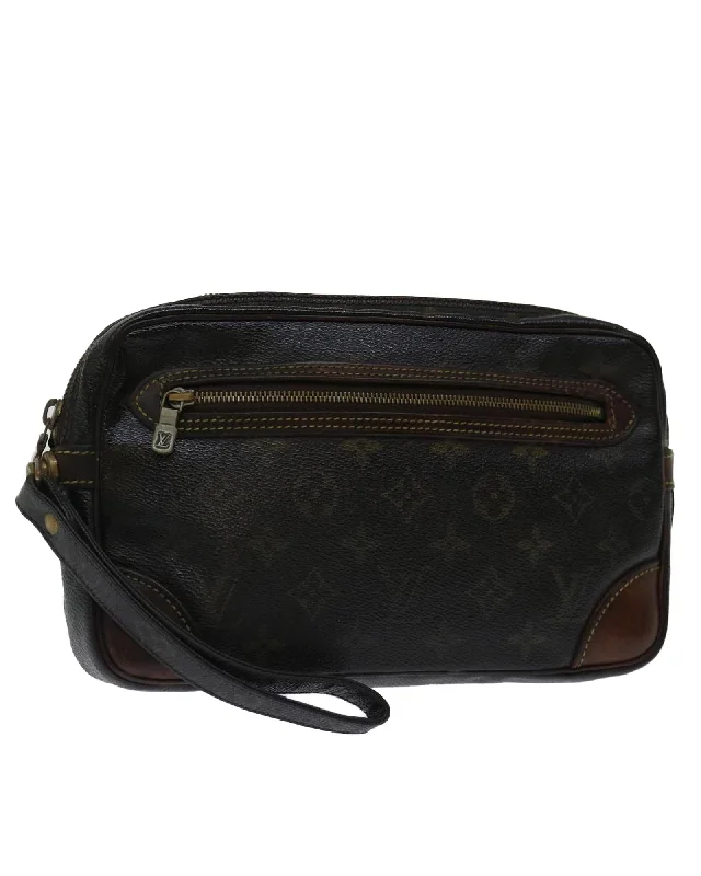 Inspired Bags For Modern Sophistication Monogram Canvas Clutch Bag with Dragonne Design Inspired Bags For Modern Sophistication Monogram Canvas Clutch Bag with Dragonne Design