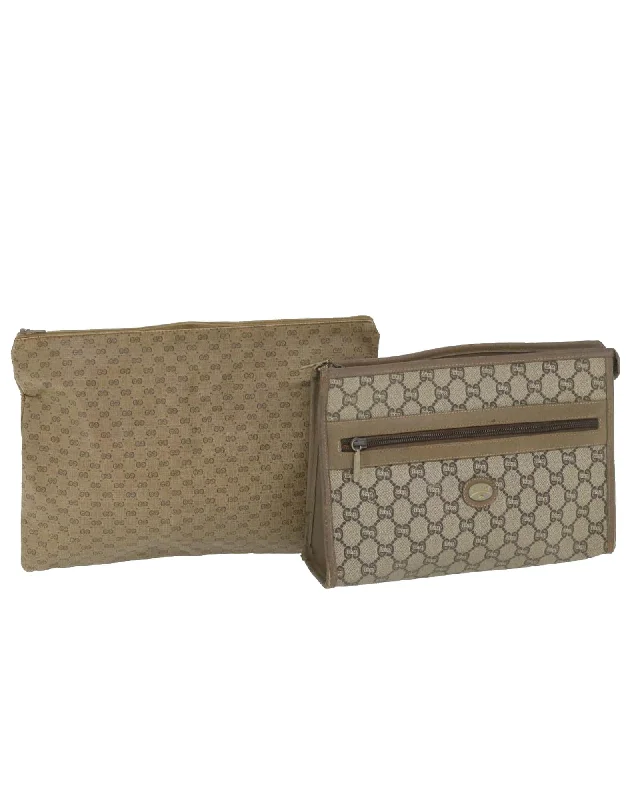 Festival Bags For Concerts And Events Beige GG Plus Canvas Clutch Bag 2Set