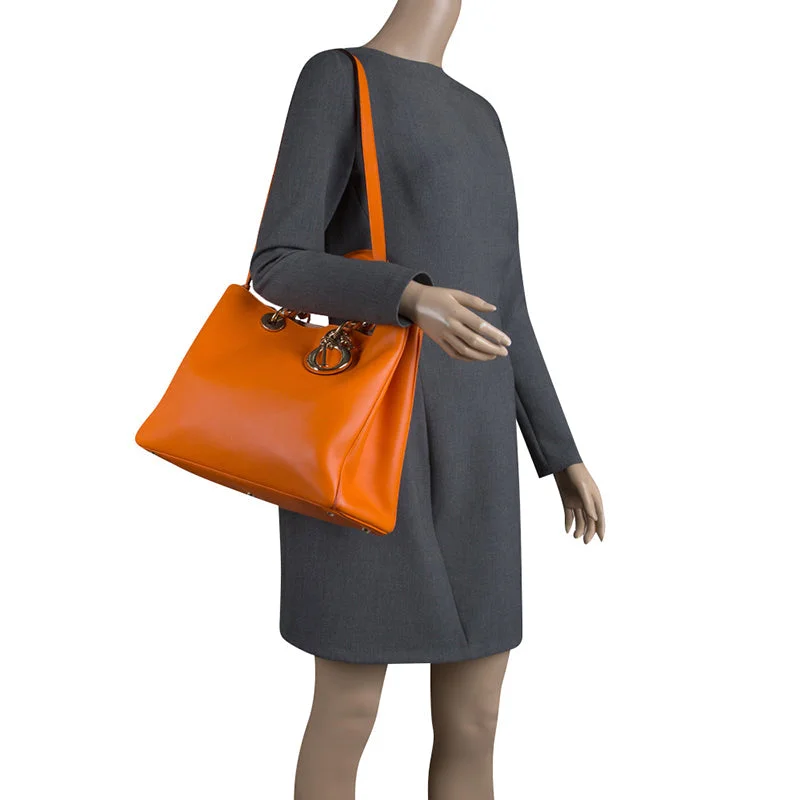 Bags For Personalized Gifts DIOR Orange Leather Large issimo Shopper Tote