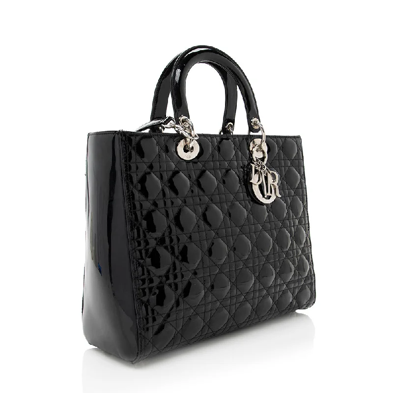 Uxury Designer Handbag Brands Dior Patent Leather Lady Dior Large Tote (SHF-17675)