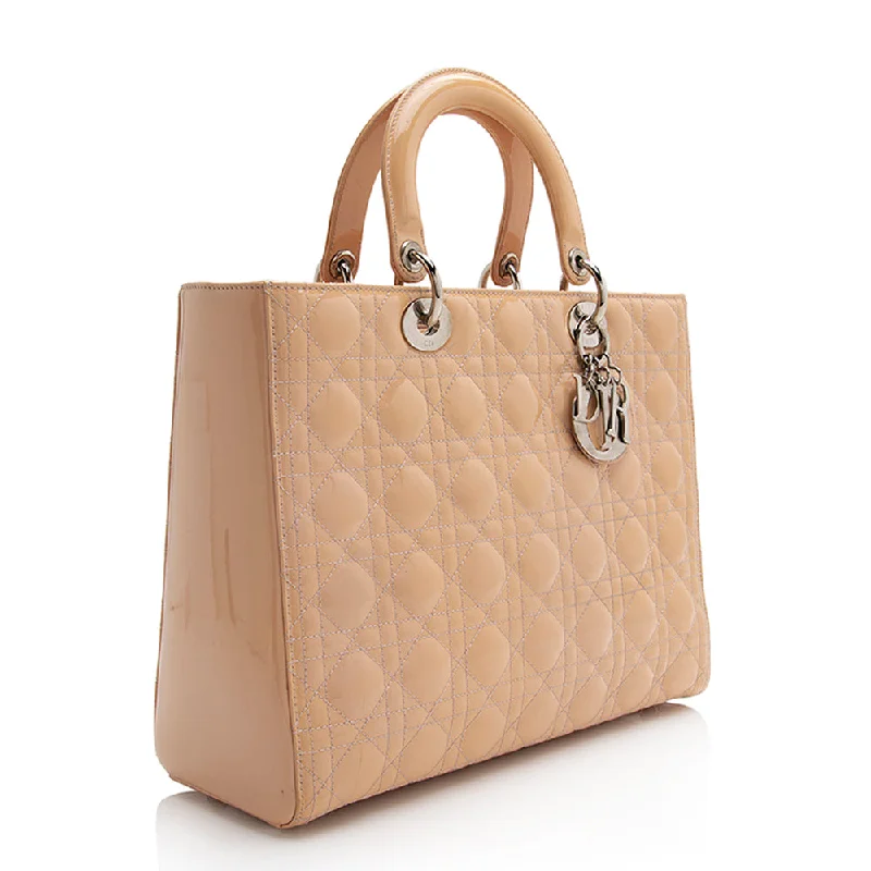 Retro Lovers Dior Patent Leather Lady Dior Large Tote (SHF-22103)