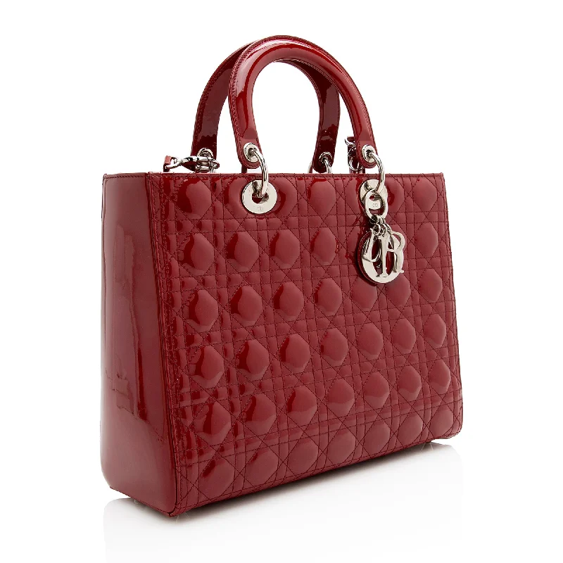 Office Professionals Dior Patent Leather Lady Dior Large Tote (SHF-22848)