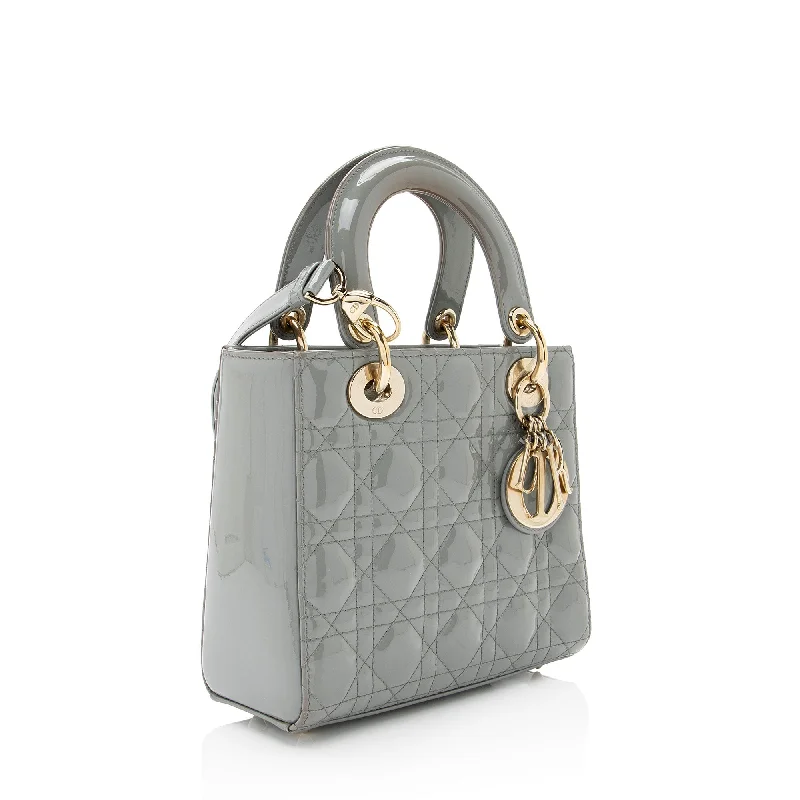 Seasonal Sale Bags Dior Patent Leather Lady Dior Small Tote (SHF-fRTMgi)