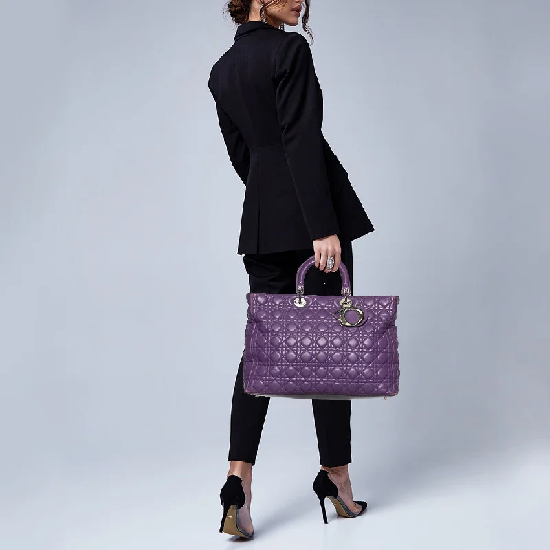 Luxurious Bags With Limited-Time Offers DIOR Purple Cannage Leather Large Soft Lady Tote Luxurious Bags With Limited-Time Offers DIOR Purple Cannage Leather Large Soft Lady Tote