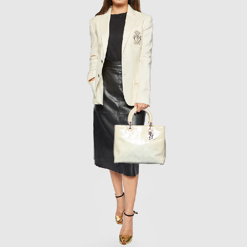 Sporty Bags For Active And Athletic Lifestyles DIOR White Cannage Patent Leather Large Lady Tote Sporty Bags For Active And Athletic Lifestyles DIOR White Cannage Patent Leather Large Lady Tote