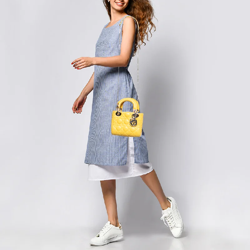 Inspired Bags For Luxury Fashion Lovers DIOR Yellow Cannage Leather Mini Chain Lady Tote Inspired Bags For Luxury Fashion Lovers DIOR Yellow Cannage Leather Mini Chain Lady Tote