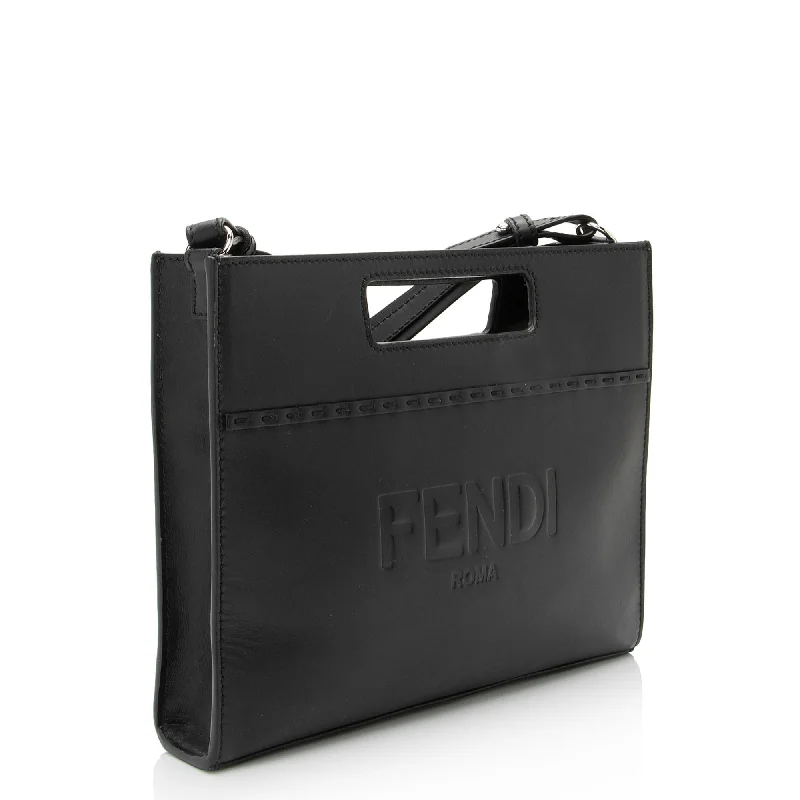 Bags For Personalized Gifts Fendi Calfskin Cutout Handle Mini Shopper Tote (SHF-4Nys6a)