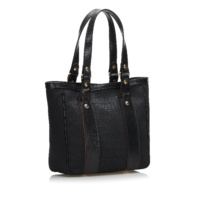 Bags With Tsa-Approved Features Fendi Leather-Trimmed Zucchino Tote (SHG-36075)