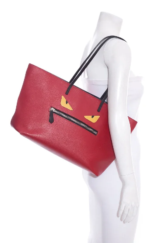 Limited-Time Offer On Trendy Bags Fendi MONSTER ROLL Red Face Tote
