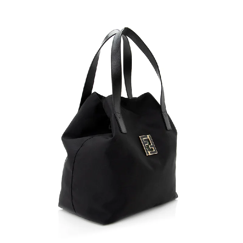Luxury Bags Fendi Nylon Logo Small Tote (SHF-20761)