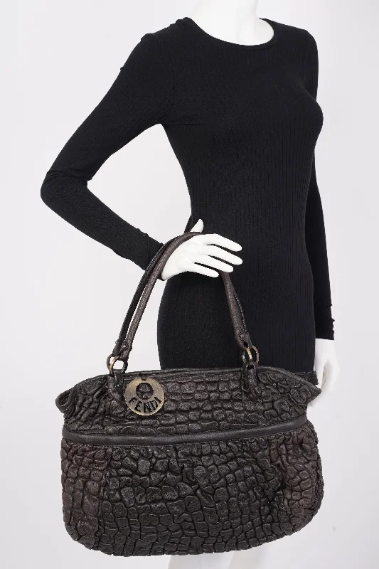 Bag For Modern Fashion Fendi Padded Chef Tote Brown Leather