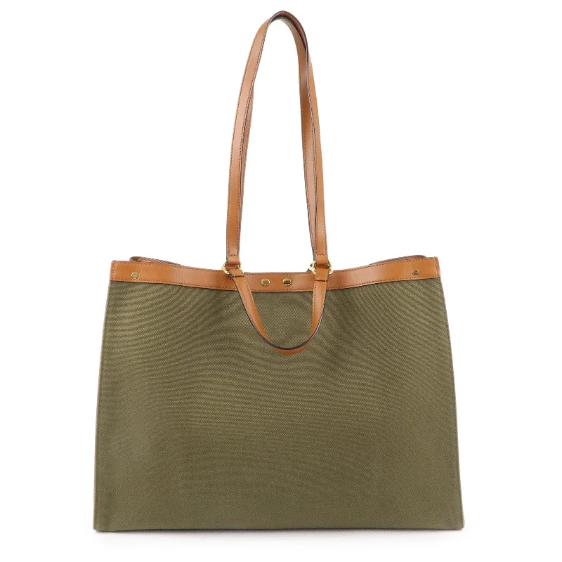 Stylish Bags For Fashion Bloggers FENDI Peekaboo X Canvas Leather 2Way Tote Bag Khaki Brown 8BH375