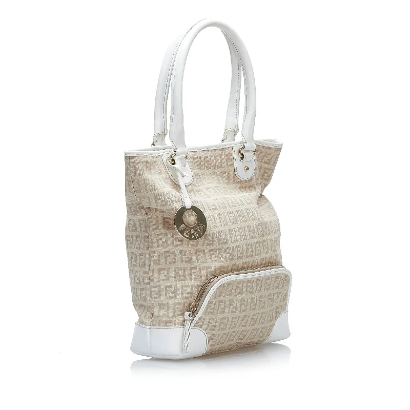Handbag For Women Fendi Zucchino Leather Trimmed Tote (SHG-LoktiJ)