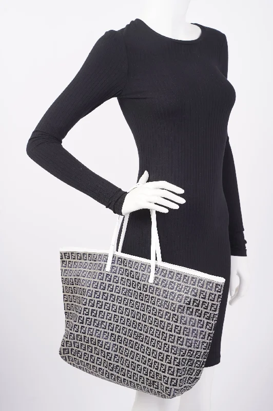 Genuine Bags On Clearance Sale Fendi Zucchino Tote Bag Beige / Black Canvas