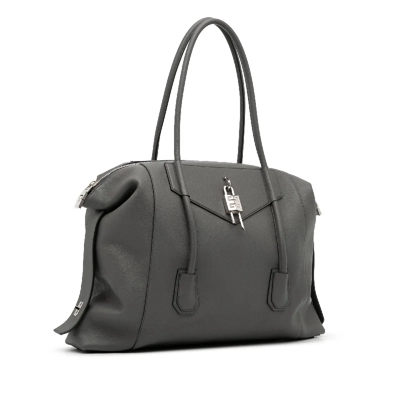 Luxury Bags For Working Professionals Gray Givenchy Large Antigona Lock Soft Tote Bag Luxury Bags For Working Professionals Gray Givenchy Large Antigona Lock Soft Tote Bag