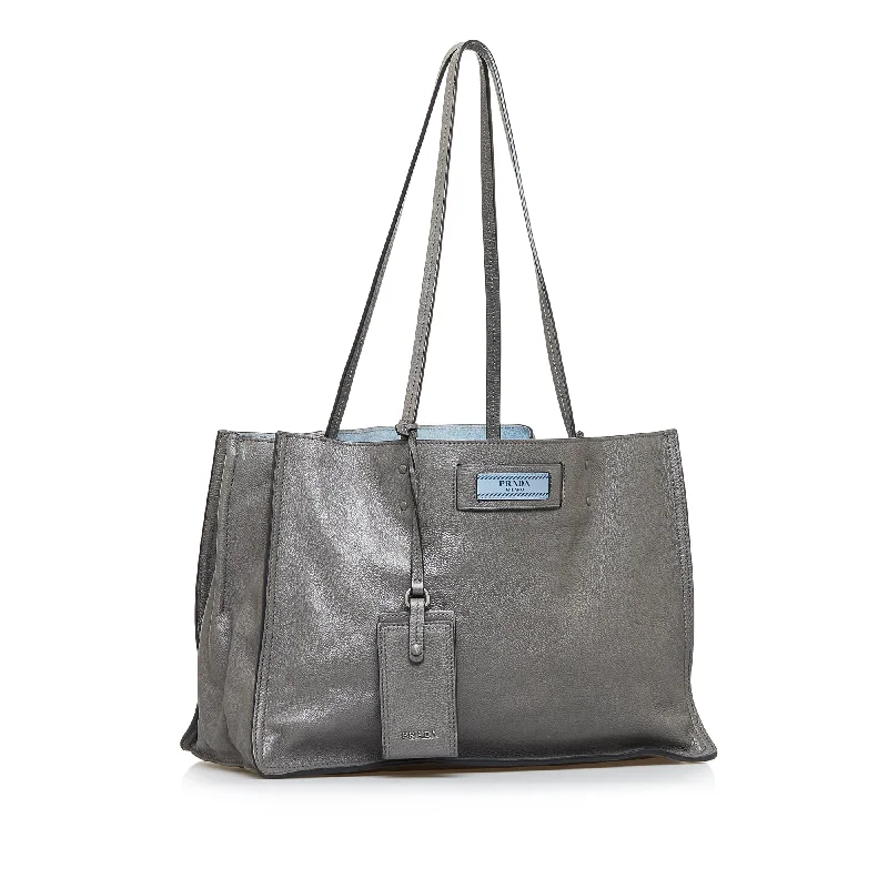 Sporty Bags For Active And Athletic Lifestyles Gray Prada Glace Calf Etiquette Tote Bag Sporty Bags For Active And Athletic Lifestyles Gray Prada Glace Calf Etiquette Tote Bag