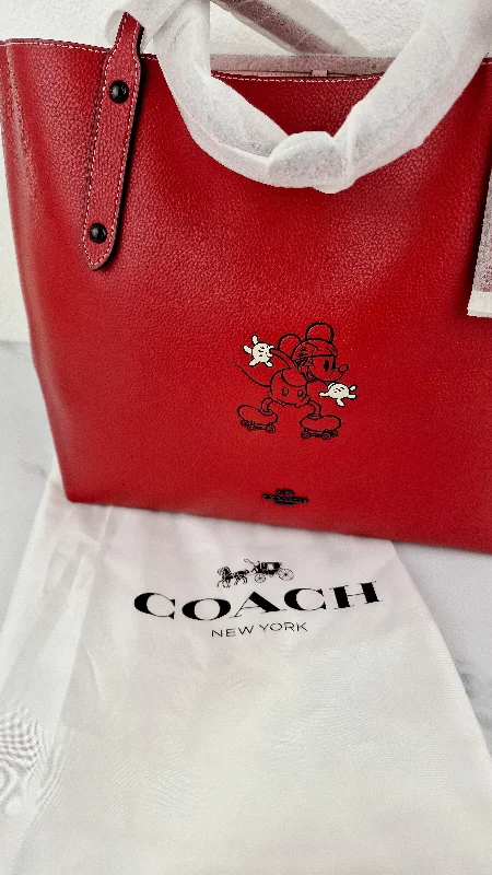 Luxury Bags On Sale Disney x Coach Red Tote Bag with Mickey Mouse on Roller Skates LIMITED EDITION - Coach 69181
