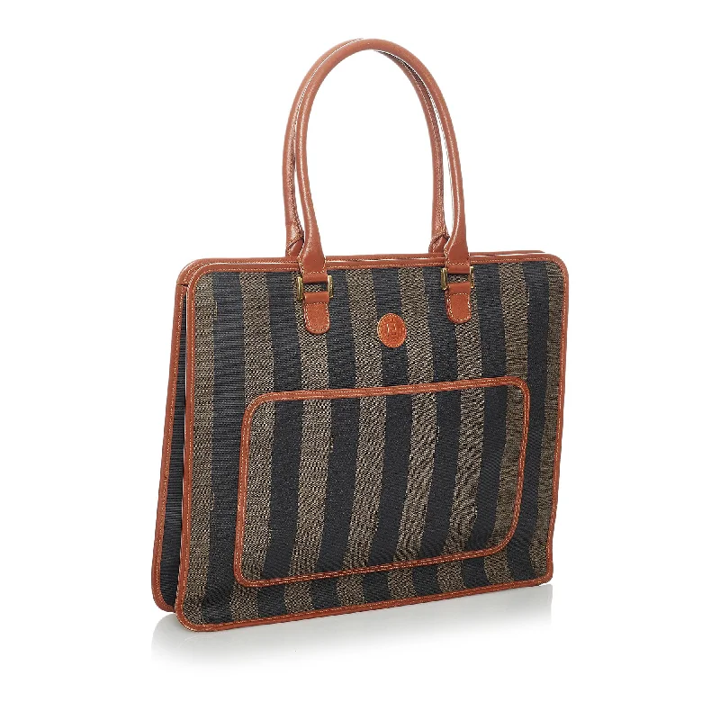 Luxury Bags On Sale Fendi Pequin Canvas Tote Bag (SHG-30209)